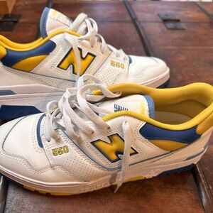 New Balance White and Blue Sneakers